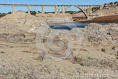 The drought in Spain leaves empty the swamp in Ricobayo in Zamora, climate change that happens globally Stock Photo