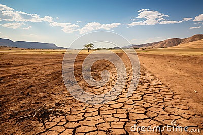 Drought-Stricken Farmlands,and cracked farmlands resulting from El Nino induced drought Stock Photo