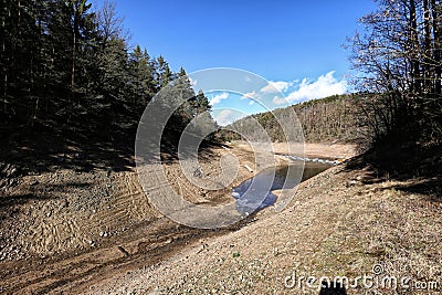 Droughty tributary of the loosed Orlik dam Stock Photo