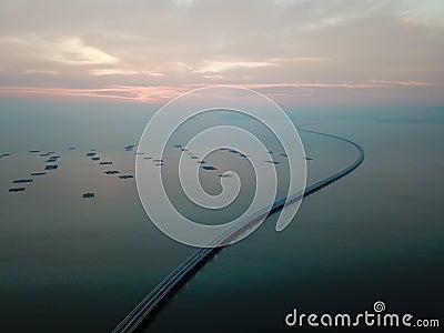 Drove view curve of Penang Second Link Stock Photo