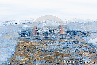 Drown Sink go under water person. Help Assist needed Concept. Da Stock Photo