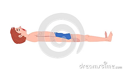 Drowned Person, Young Unconscious Man in Shorts Lying on the Ground Vector Illustration Vector Illustration