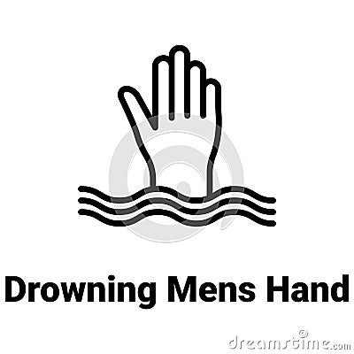 Drowning mens hand Vector Icon easily modify. Vector Illustration