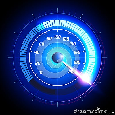 Vector Illustration Car speedometer dashboard icon. Speed meter fast race technology design measurement panel. Pushing to limit wi Vector Illustration