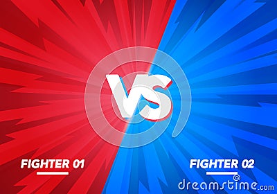 Vector Illustration Versus screen. Vs Fight background for battle, competition and game. red vs blue fighter. Vector Illustration
