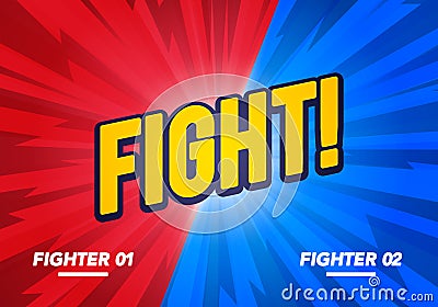 Vector illustration Versus And Fight Background Poster In Comic Style. Blue vs Red Fighter. Vector Illustration