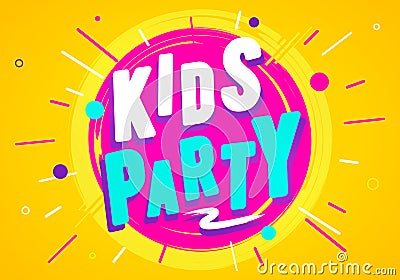Vector Illustration Kids Party Graphic Design Template. Banner For Children Playroom Or Game Zone Vector Illustration