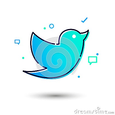 Vector Illustration Cool And Modern Social Network Twitter Bird Icon Vector Illustration