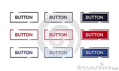 Vector Illustation Set Of Different Modern Flat Buttons. Web Element With Outline Vector Illustration