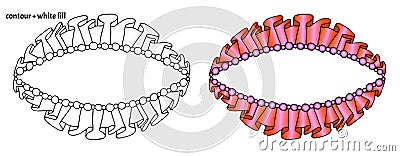 Set of hand drawn borders or frames with textile frills and beads. Vector Illustration