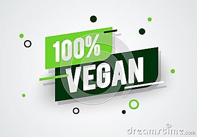Vector Illustration 100 Percent Vegan Label. Modern Web Banner Element Vector Illustration