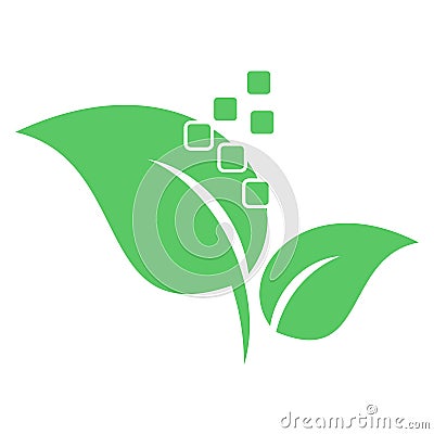 Leaves, plant and pixels, garden and plants logo, Photo and video logo Stock Photo