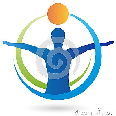 Person in motion, fitness and health, sport and alternative practitioner, physiotherapy logo Stock Photo