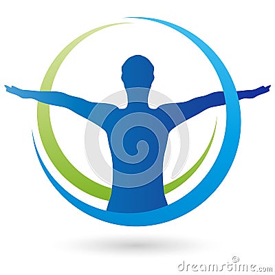 Person in motion, fitness and health, sport and alternative practitioner, physiotherapy logo Stock Photo