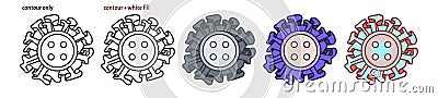 Set of cute decorative sewing buttons with textile ruffles in different versions Vector Illustration