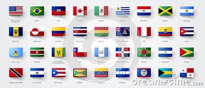 Giant North And South America Flag Set Vector Illustration