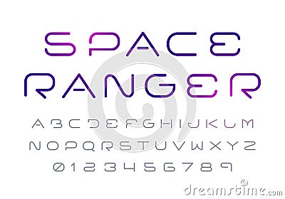 Future Space Cyber Font And Numbers Vector Illustration