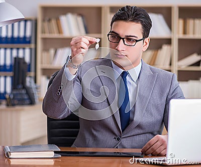 The drug addict businessman in the office Stock Photo