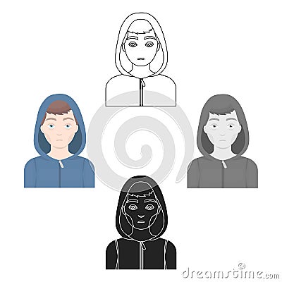 Drug addict man icon in cartoon,black style isolated on white background. Drugs symbol stock vector illustration. Vector Illustration