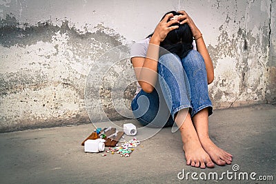 Drug addiction in adolescence Stock Photo