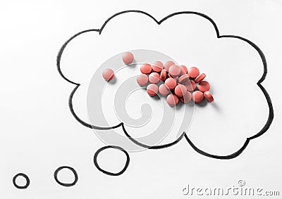 Drug addiction or problem or wondering right medication concept. Stock Photo