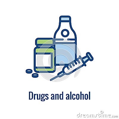 Drug & Alcohol Dependency Icon - shows drug addiction imagery Vector Illustration