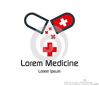 Drug Capsule Logo Design Vector Illustration