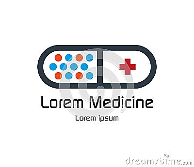 Drug Capsule Logo Design Vector Illustration