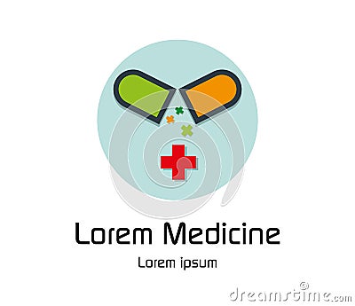 Drug Capsule Logo Design Vector Illustration