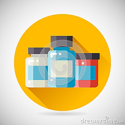 Drug Cure Medicine Box Vial Bottle Jar Icon heal Vector Illustration