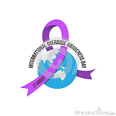 Drug overdose awareness day purple ribbon vector illustration Vector Illustration