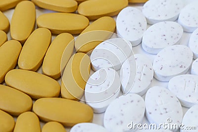Drug or pill,a medicine or other substance which has a physiological effect when ingested or otherwise introduced into the body. Stock Photo