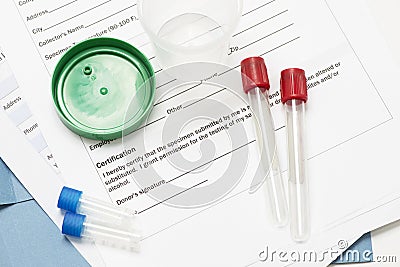 Drug Screen Containers Stock Photo