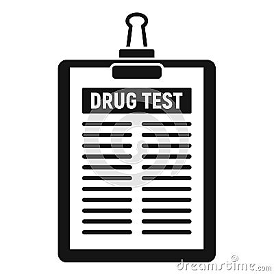 Drug test clipboard icon, simple style Vector Illustration