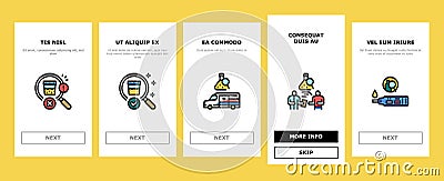 Drug Test Examination Device onboarding icons set vector Vector Illustration