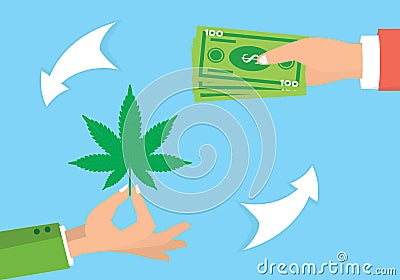 Drug trafficking illustration. Illicit marijuana trade. Drug dealing Vector Illustration