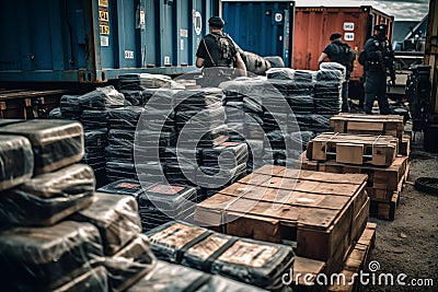 Drug trafficking Police stopped. Criminals transporting consignment of drugs. Stock Photo