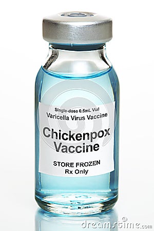 Drug vial with Chickenpox vaccine Stock Photo