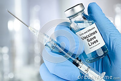 Drug vial - Vaccines Save Lives Stock Photo