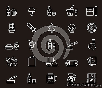 Drugs and addiction icons Vector Illustration