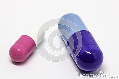 Drugs capsules in white background Stock Photo