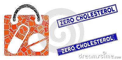 Drugs Shopping Bag Mosaic and Grunge Rectangle Zero Cholesterol Stamps Stock Photo