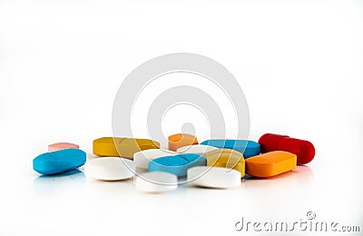 Drugs for use in humans in the form of tablets. Stock Photo