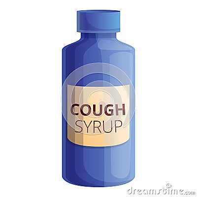 Drugstore cough syrup icon, cartoon style Vector Illustration