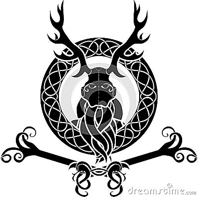 Druid symbol with antlers Vector Illustration