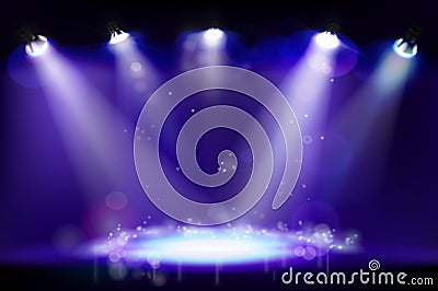 Empty stage during the show. Vector illustration. Cartoon Illustration