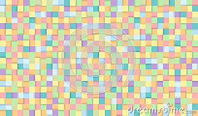 Abstract pixel background illustration. Seamless colorful squares background with shadows. Vector Illustration