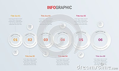 Red vector infographics timeline design template with rounded elements. Content, schedule, timeline, diagram, workflow, business, Vector Illustration