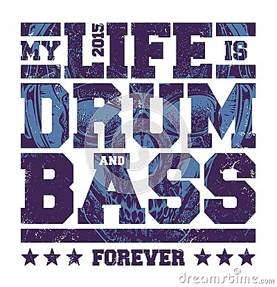 Drum & Bass Typography Vector Illustration