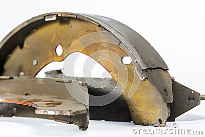 Drum brakes ,Rear wheel of the car deteriorated from use. Stock Photo